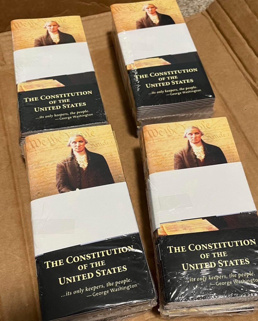 U.S. Constitution booklets passed out to Jonah's students. 